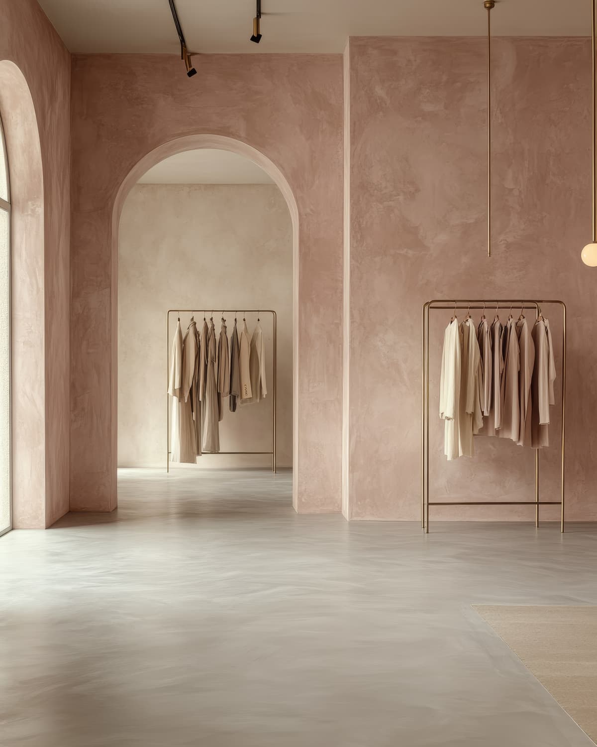 Boutique retail interior with polished microcement floors