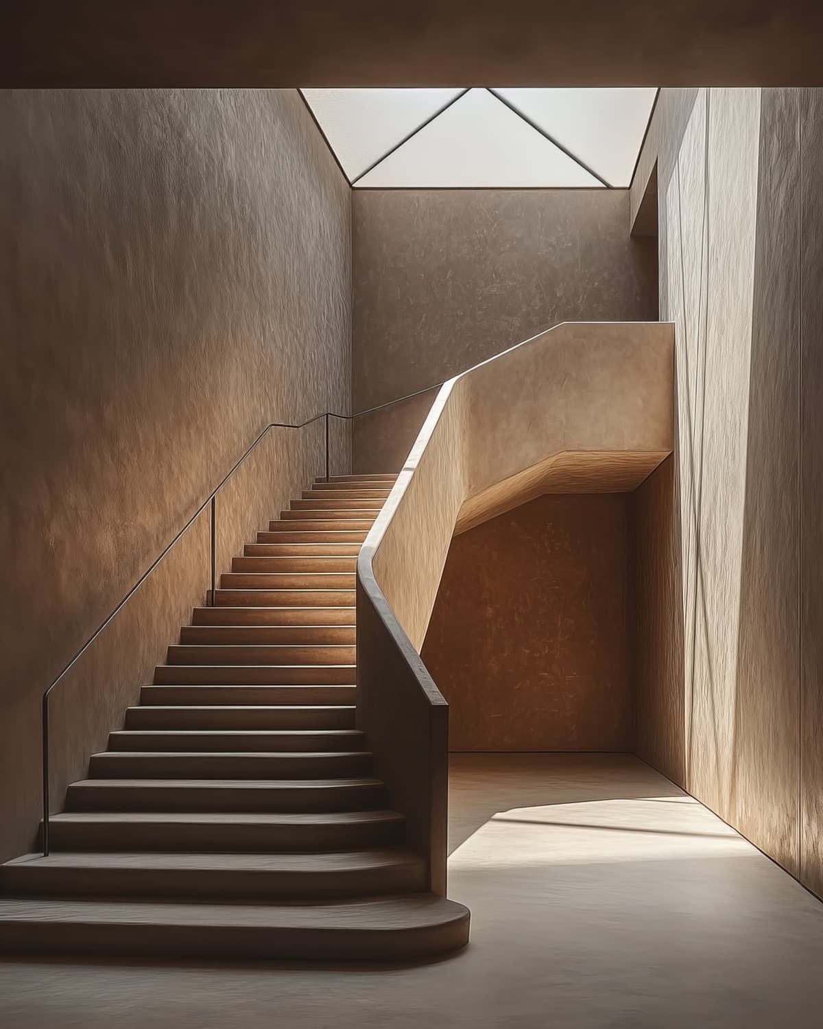 Sculptural microcement staircase