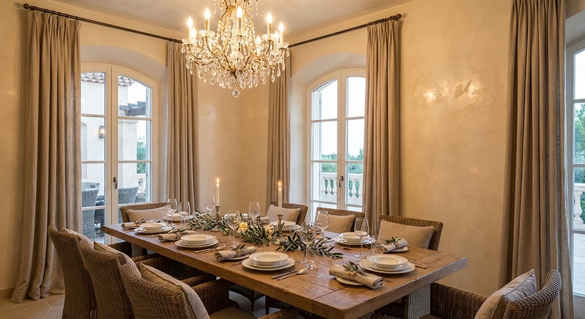 Warm cream Venetian plaster living room walls